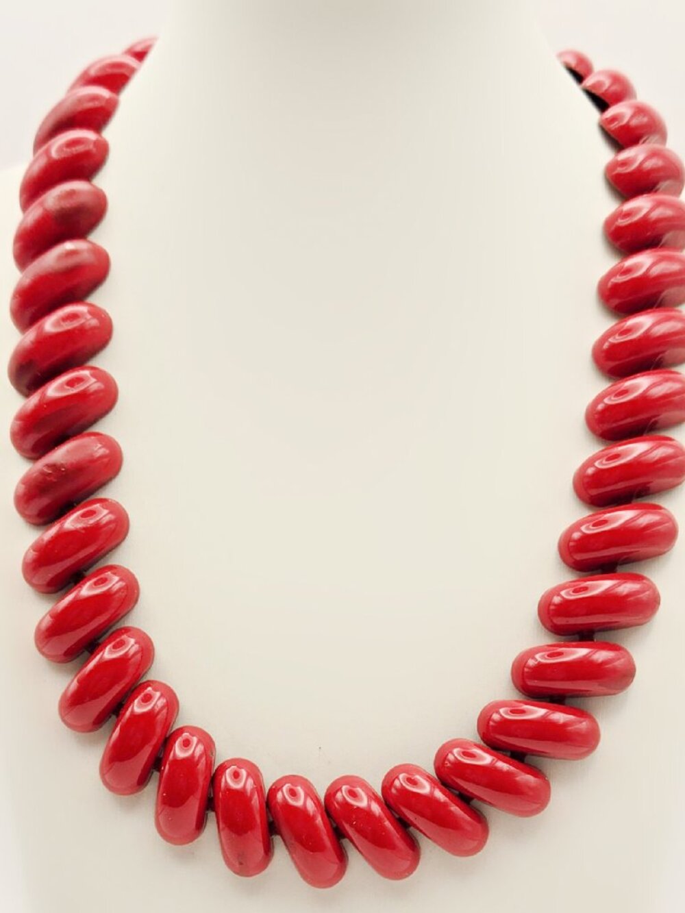 Vintage 1950s Napier Red Enamel Choker Necklace Pat Pending Metal Link Collar